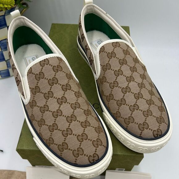 Men's Gucci tennis 1977 low top slip on sneakers size 12 made in Italy - Picture 1 of 9
